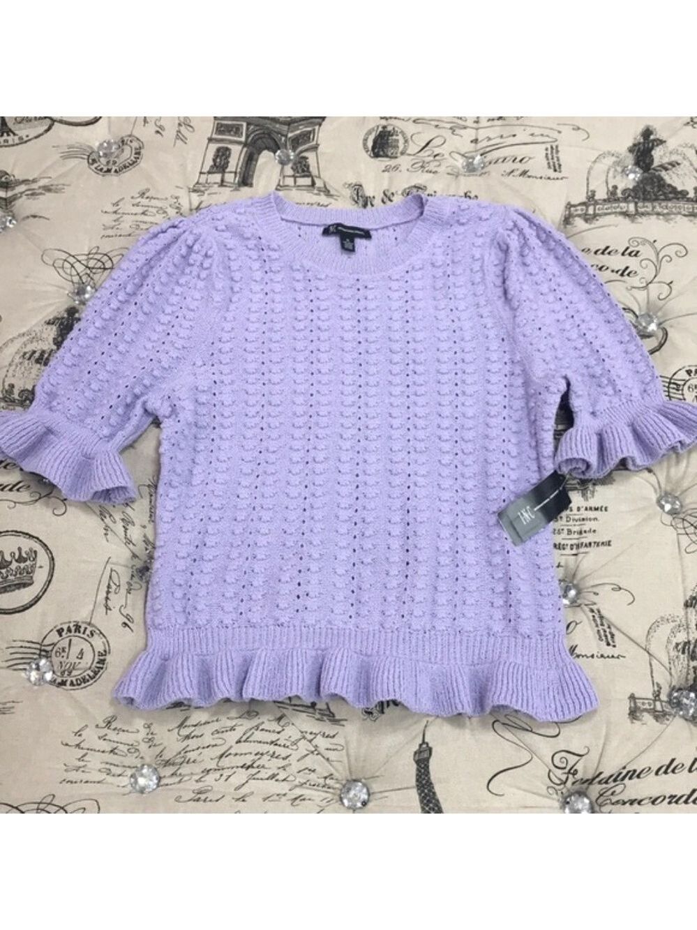 I.N.C Popcorn Stitch Ruffle Sweater - Picture 2 of 6
